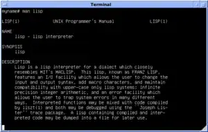 Black and white 4.3 BSD UWisc VAX Emulation Lisp Manual screenshot