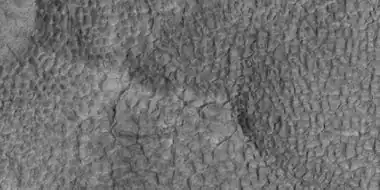 High and low center polygons, as seen by HiRISE under HiWish program Location is Casius quadrangle.  Image enlarged with HiView.