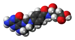 Space-filling model of the 5,10-methenyltetrahydrofolate cation