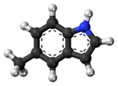 Ball-and-stick model of the 5-methylindole molecule