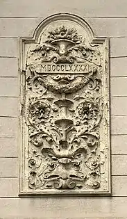 Arabesque on a corner of Strada General H.M. Berthelot no. 52, Bucharest, unknown architect, 1890