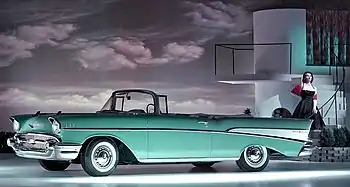 A second generation model of the Chevrolet Bel Air series, symbolic of 1950s American automobile culture.