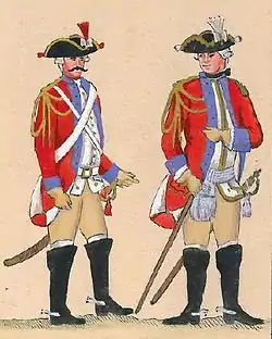 Officer and soldier of the Polish–Lithuanian Leib Dragoner Regiment, 1775