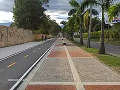 Street in front of the stadium and the Francisco Julian Olaya school