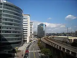 First Street N.E. in "NoMa"  with the Washington Metro's Red Line visible (on the right)