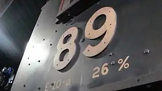 The side of No. 89's cab displays its road number, its locomotive class, and its power class