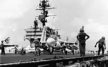 An A-6A of VA-165 preparing for launch aboard the Constellation on April 25, 1972.