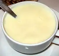 A cup of hot soy milk