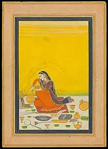 A woman preparing a meal. Kangra, c. 1810