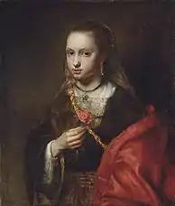 Girl holding a rose, c.1655