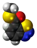 Space-filling model of the acibenzolar-S-methyl molecule