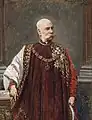 Portrait of the old Emperor Franz Joseph in the regalia of the Order of the Golden Fleece, 1903