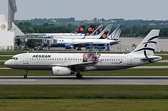 An Aegean A320-200 in Acropolis Museum livery