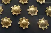 Some of 54 plaques for sewing to clothes, Aegina Treasure, British Museum