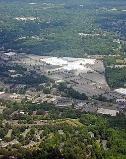 Aerial of the Eastland neighborhood. The mall in the foreground was demolished in 2014.