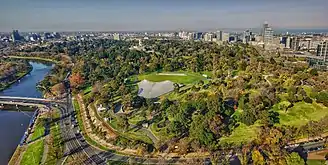 Aerial perspective of the Sidney Myer Bowl