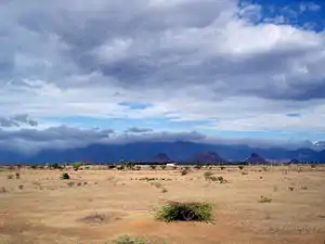 desert behind mountains because of the rain shadow effect