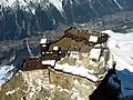 Lower terraces of Aiguille du Midi seen from the top with Chamonix below. March 2007