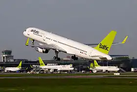 An airBaltic Boeing 757−200WL.