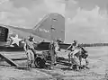 The M3 being unloaded from a transport plane during a military demonstration at Fort Bragg.