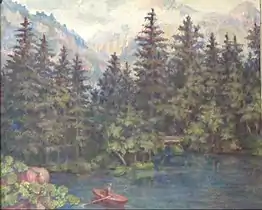 The Blue Lake in Switzerland, 1936, oil on cardboard, 61.5X50.5