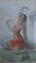 The Indian dancer, watercolor on cardboard, 43X26