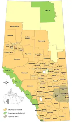 Locations of Alberta's rural municipalities