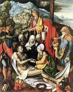 Lamentation of Christ, c. 1500, Albrecht Dürer, set at the foot of the cross.