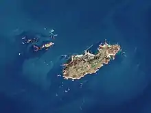 Satellite image of the island of Alderney