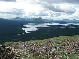 Aleknagik lake, with the village of Aleknagik apparent in the lower left of the picture