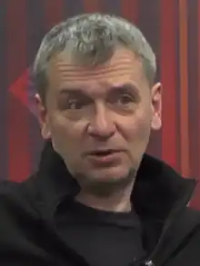 An image of Aleksandar Jovanović Ćuta during an interview