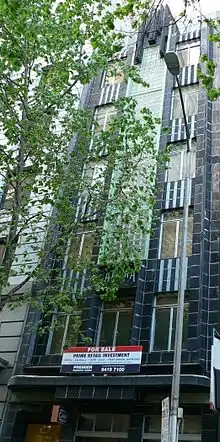 Alkira House, Queen Street, Melbourne. One of the most striking Glazed architectural terra-cotta and glass brick clad Art Deco buildings in Australia