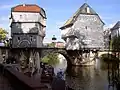 Alte Nahebrücke, tiled buildings, 2007