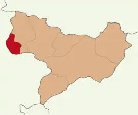 Map showing Hamamözü District in Amasya Province