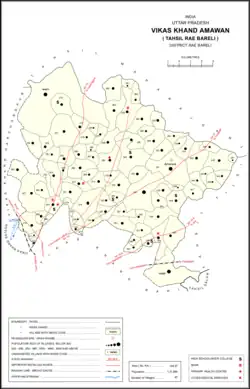 Map showing Paharpur Mardanpur (#293) in Amawan CD block