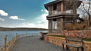 A two-story gazebo at Ammand Dam, Tabriz, Iran