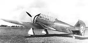 A Lithuanian bomber-reconnaissance monoplane ANBO VIII with the Double Cross of the Jagiellonians, constructed by the Lithuanian aeronautical engineer Antanas Gustaitis, in 1939