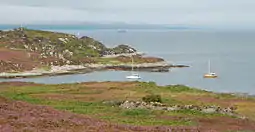 Looking from Eilean Dubh Mòr over the anchorage to Eilean Dubh Beag.