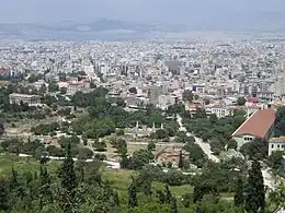 Image 19View of the Agora of Athens with the temple of Hephaestus to the left and the Stoa of Attalos to the right (from History of cities)