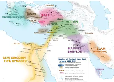 Map of the Arzawa and the surrounding kingdoms, c. 1400 BC.