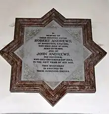 Andrews memorial, interior south wall