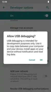 For enabling USB debugging on the Android device, it needs to be enabled in the "developer settings" window