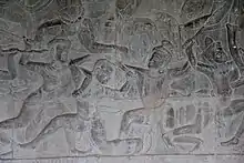 Bas-relief of elbow strike.  Located at Angkor Wat(12th century)