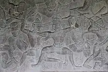 Bas-relief of elbow strike.  Located at Angkor Wat(12th century)