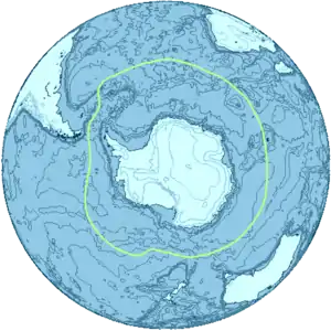 Image 1A general delineation of the Antarctic Convergence, sometimes used by scientists as the demarcation of the Southern Ocean (from Southern Ocean)