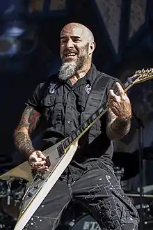 Ian performing with Anthrax in 2019