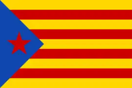 Old type of blue estelada with red star. Used by the Socors Català