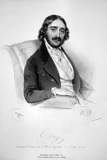 Antonio Poggi, Lithograph by Josef Kriehuber, 1839