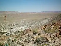 Agua Caliente Springs, desert landscape and CR S2 going south, in the Anza-Borrego Desert State Park.