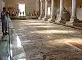 Interior, with a view of the mosaic floor.